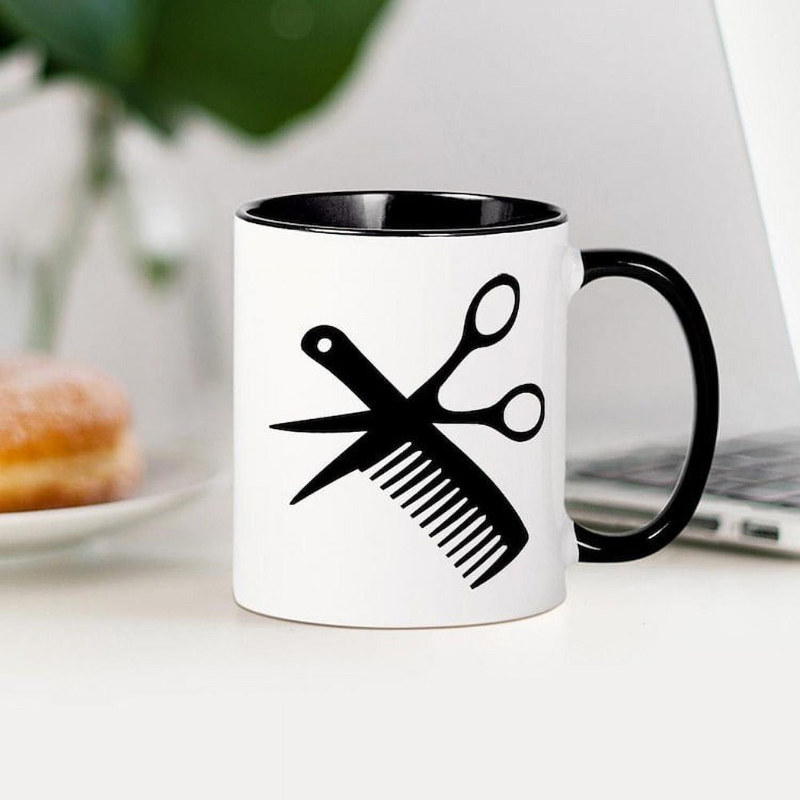 Hairdresser Barber Scissors Coffee Mug Ceramic Barber Appreciation Gift Cup