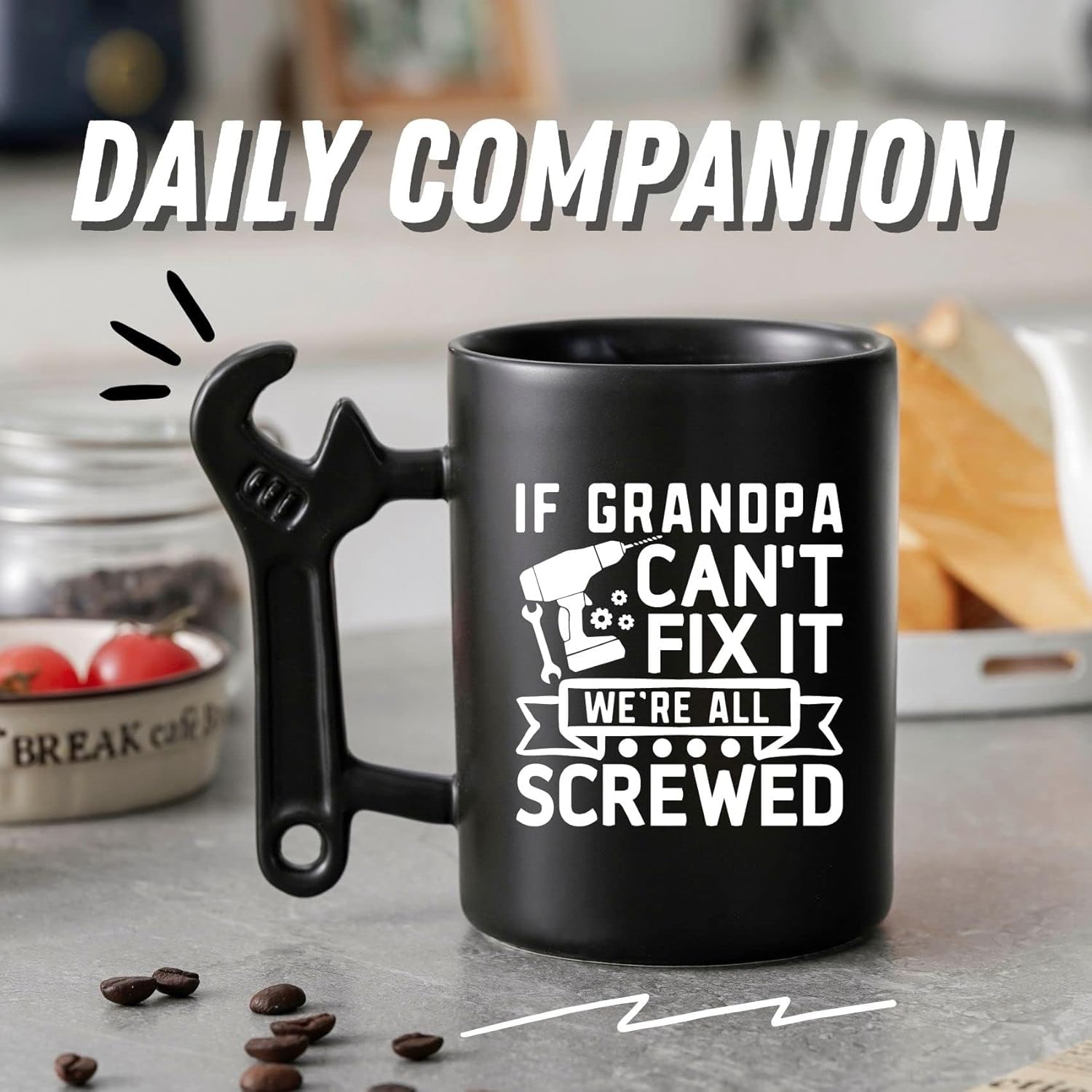 Grandpa Gifts Wrench Coffee Mug from Granddaughter and Grandson