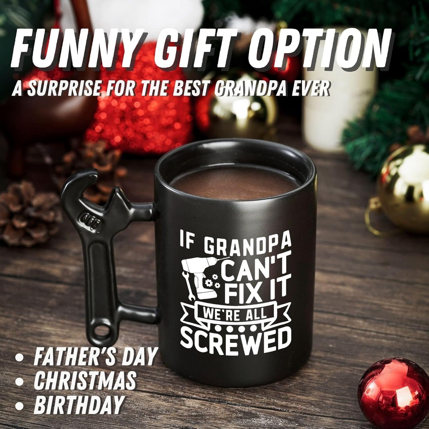 Grandpa Gifts Wrench Coffee Mug from Granddaughter and Grandson