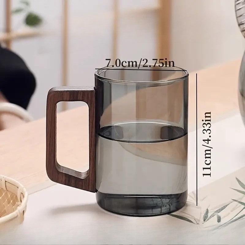 Borosilicate Glass Water Cup Set With Wooden Handle - Mineral Mug