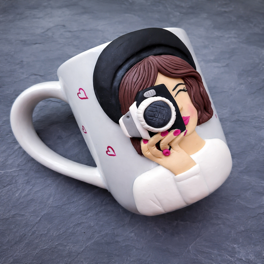 Personalized 3D Female Photographer Design Ceramic Mug