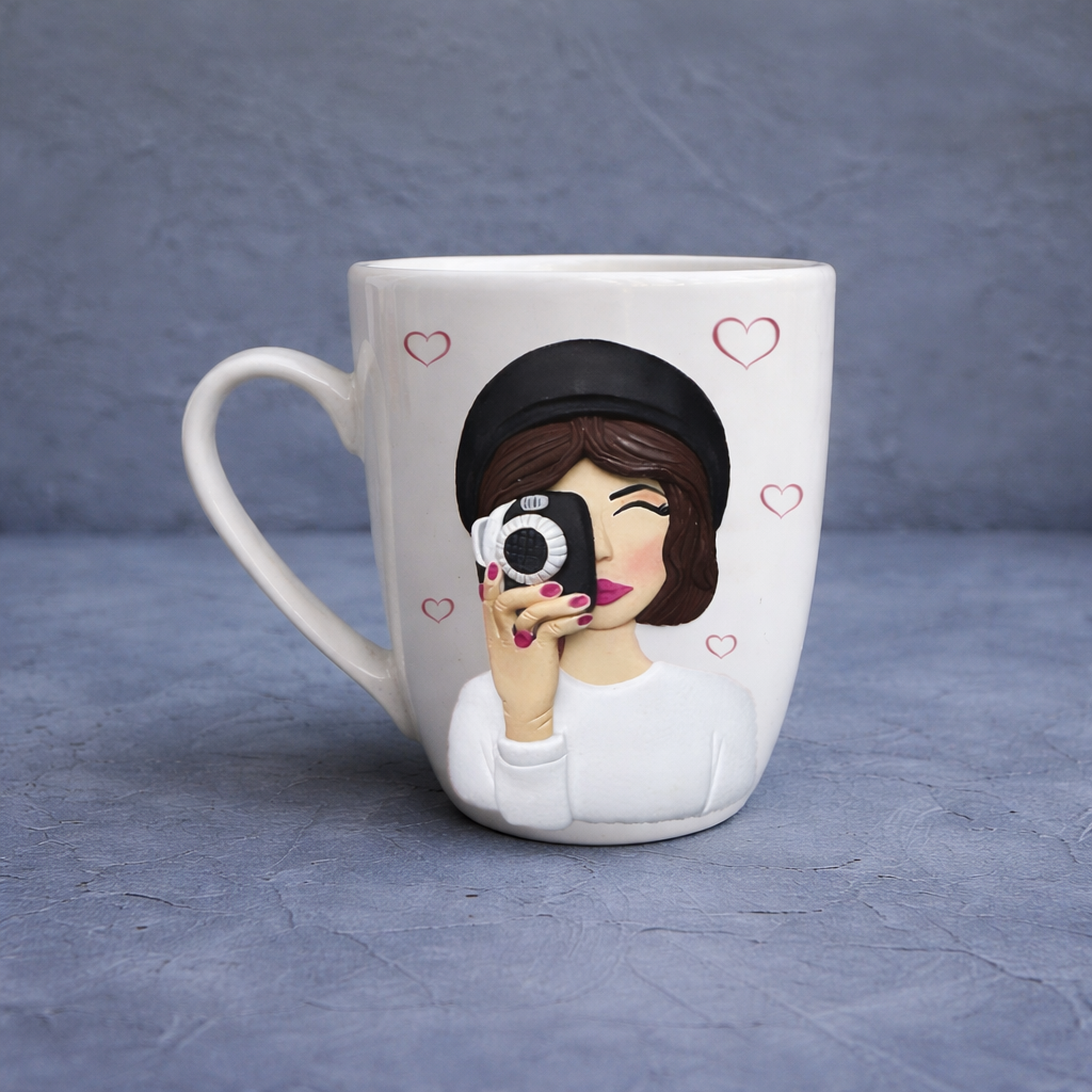 Personalized 3D Female Photographer Design Ceramic Mug