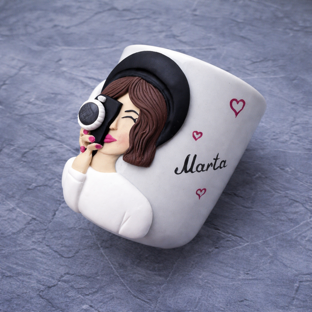 Personalized 3D Female Photographer Design Ceramic Mug