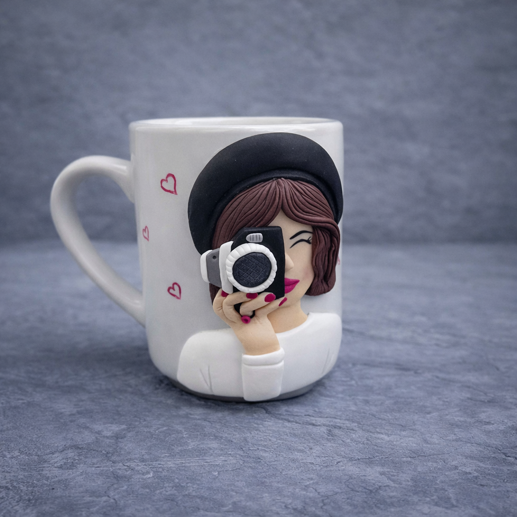 Personalized 3D Female Photographer Design Ceramic Mug