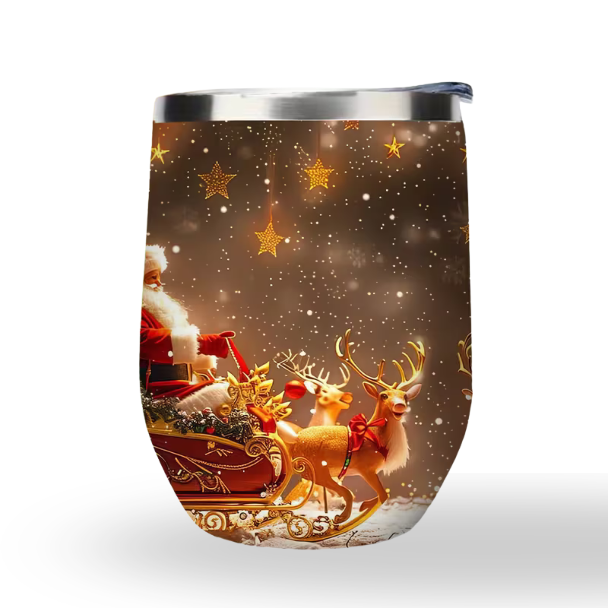 Santa And Reindeer Printed Christmas Travel Mug
