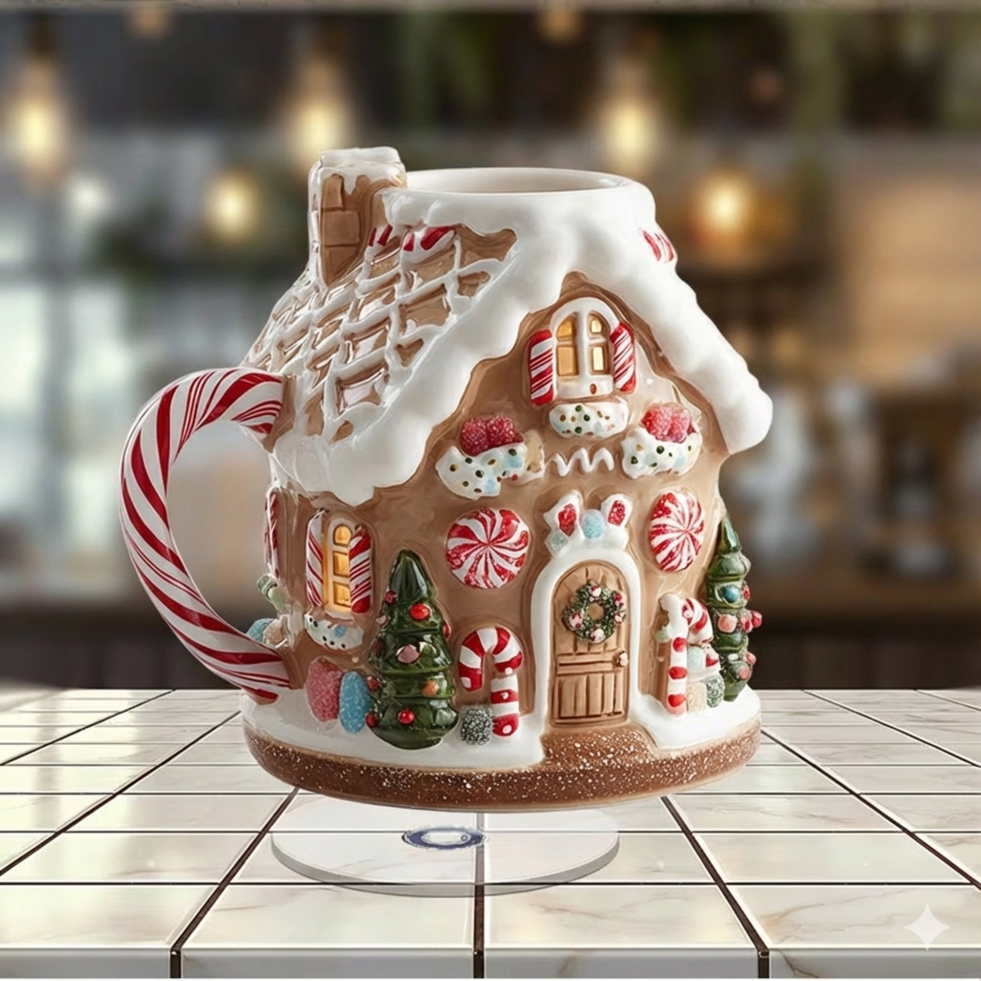 2D Flat Rotating Acrylic Gingerbread House Cup