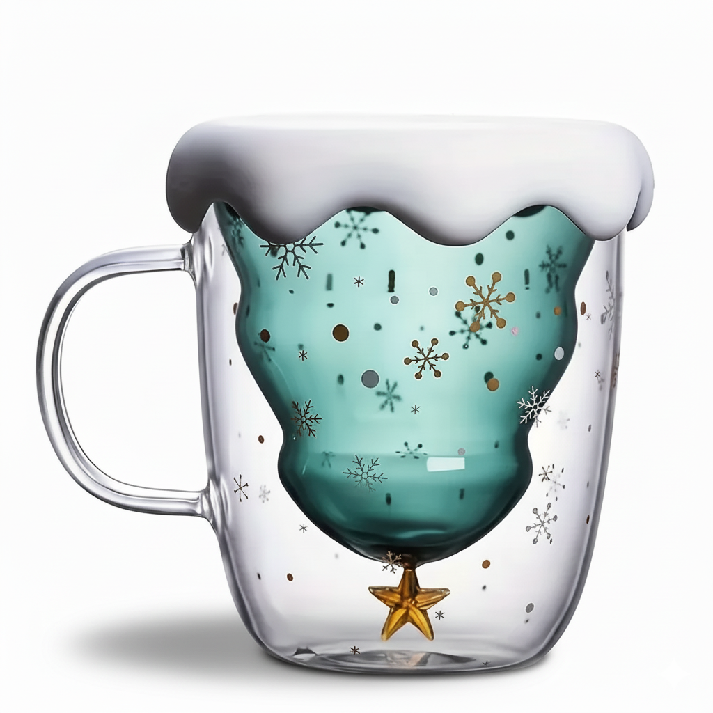 Christmas Snowflake Design Coffee Mug With Lid