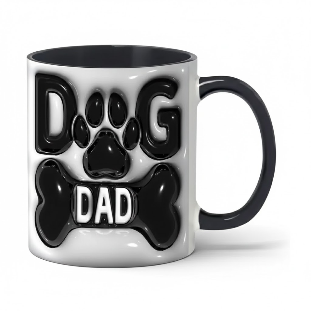 11 oz Ceramic Dog Dad Coffee Mug Paw and Bone Design 1pc