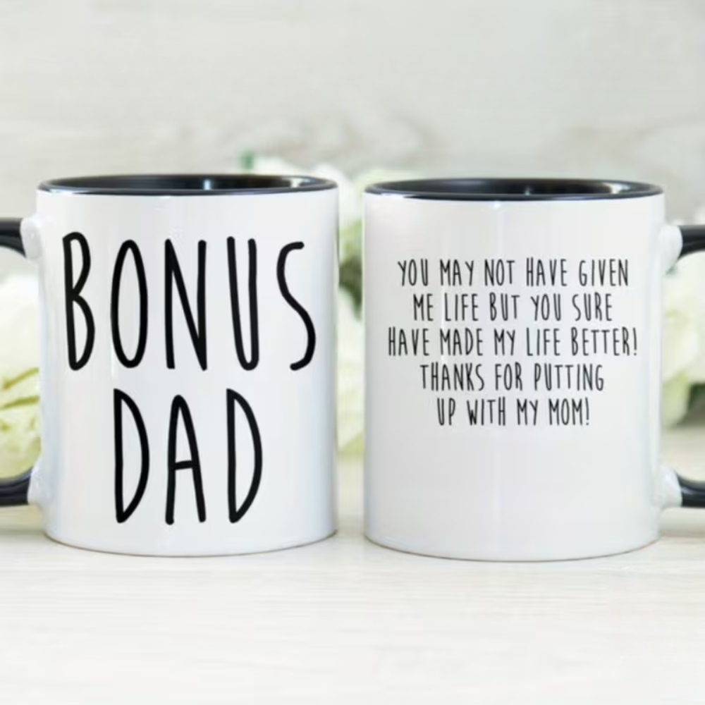 11 oz Ceramic Bonus Dad Graphic Coffee Mug Funny Stepdad Drinkware 1pc