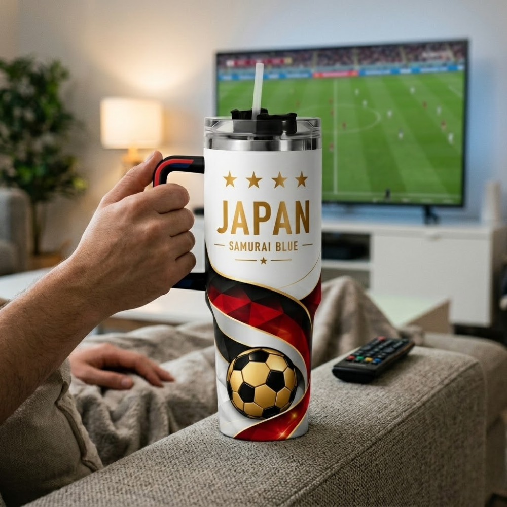 FIFA 2026 Japan Football Sports All Over Printed 40oz Tumbler With Straw And Lid