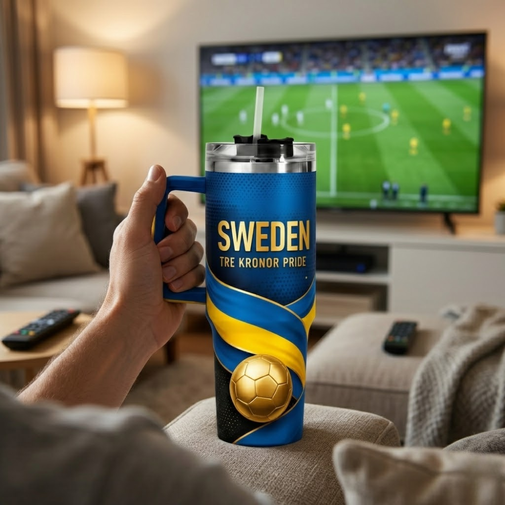 FIFA 2026 Sweden Football Sports All Over Printed 40oz Tumbler With Straw And Lid
