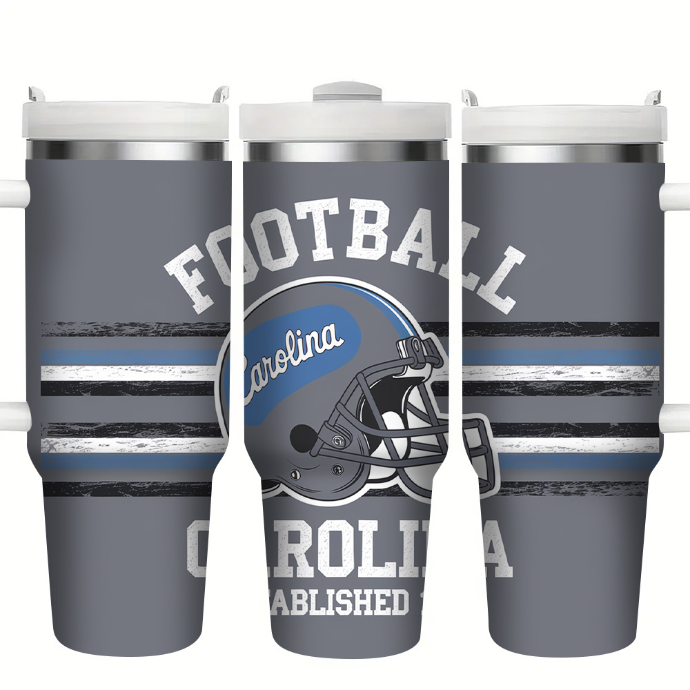 Football 40oz Stainless Steel Tumbler with Straw 
