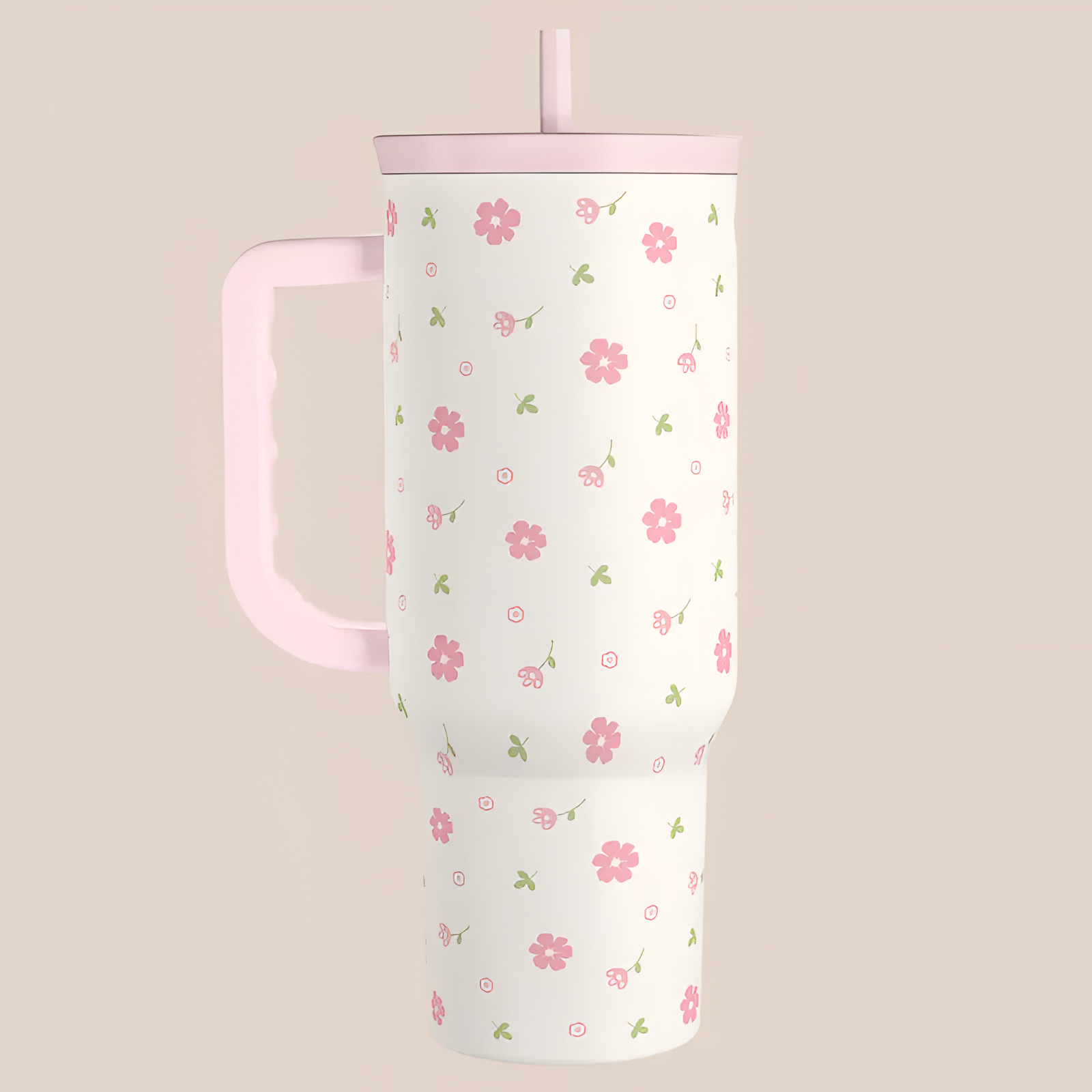  Tumbler with Handle & Straw, Easy-Clean, Cup Holder Friendly Base, Suitable for Outdoor Travel 