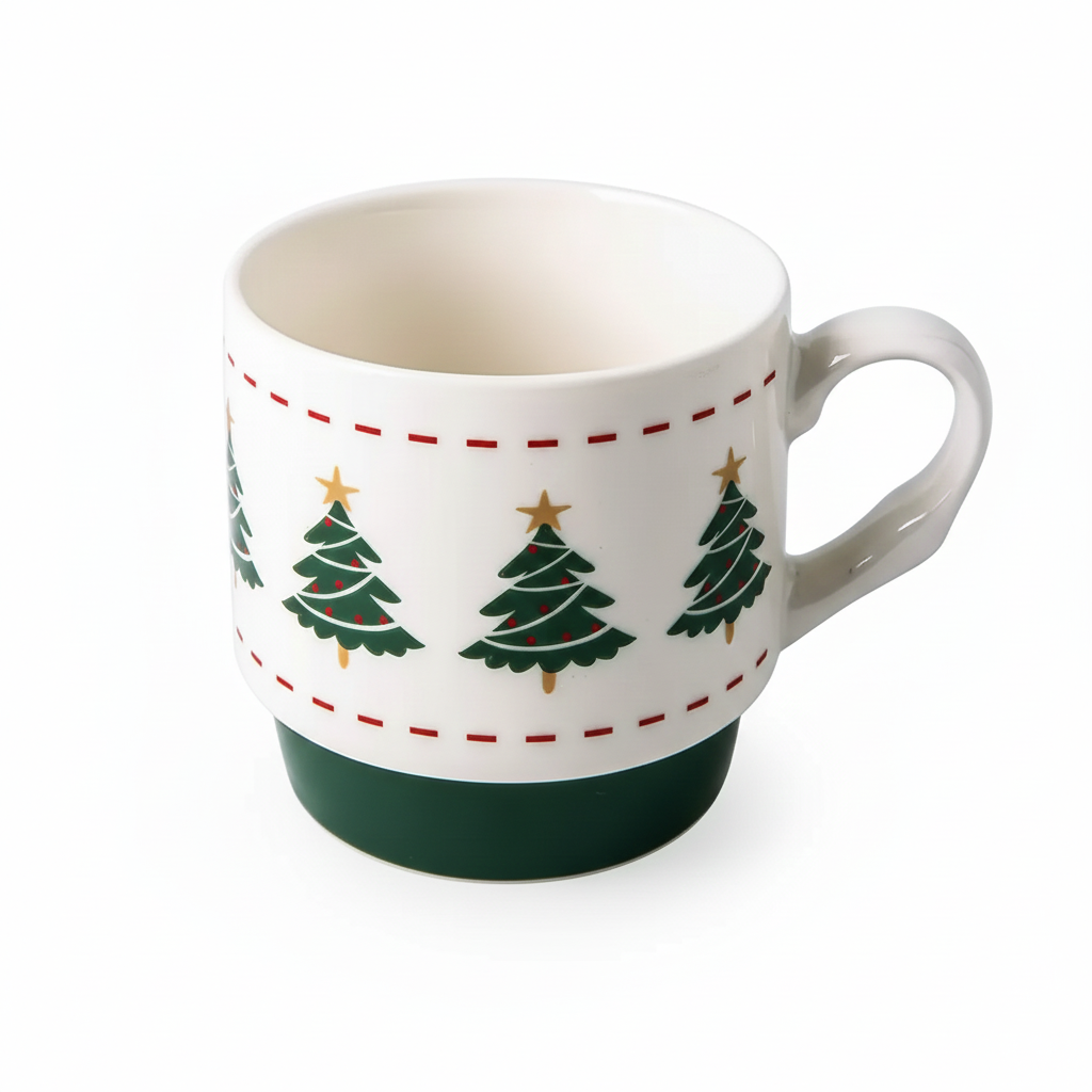 Gingerbread and Tree Ceramic Set of Two Mug 