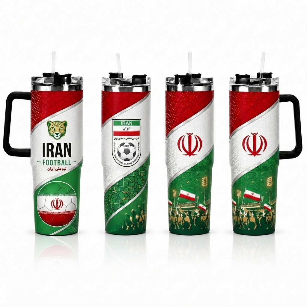 FIFA 2026 Iran Football Sports All Over Printed 40oz Tumbler With Straw And Lid