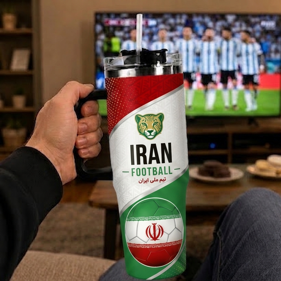 FIFA 2026 Iran Football Sports All Over Printed 40oz Tumbler With Straw And Lid