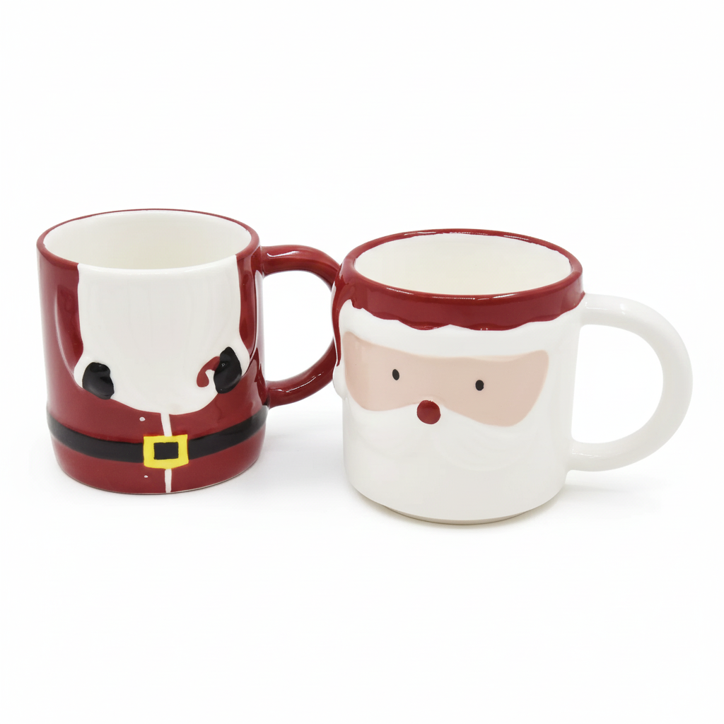 Pack of 2 Stoneware Christmas Santa Claus Stacked Mug 22.4oz