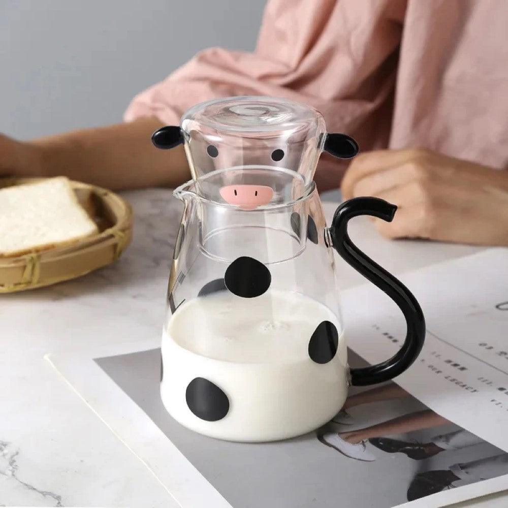 Cow Designed Glass Carafe – Functional for Everyday With Cup Set-Mineral Mug