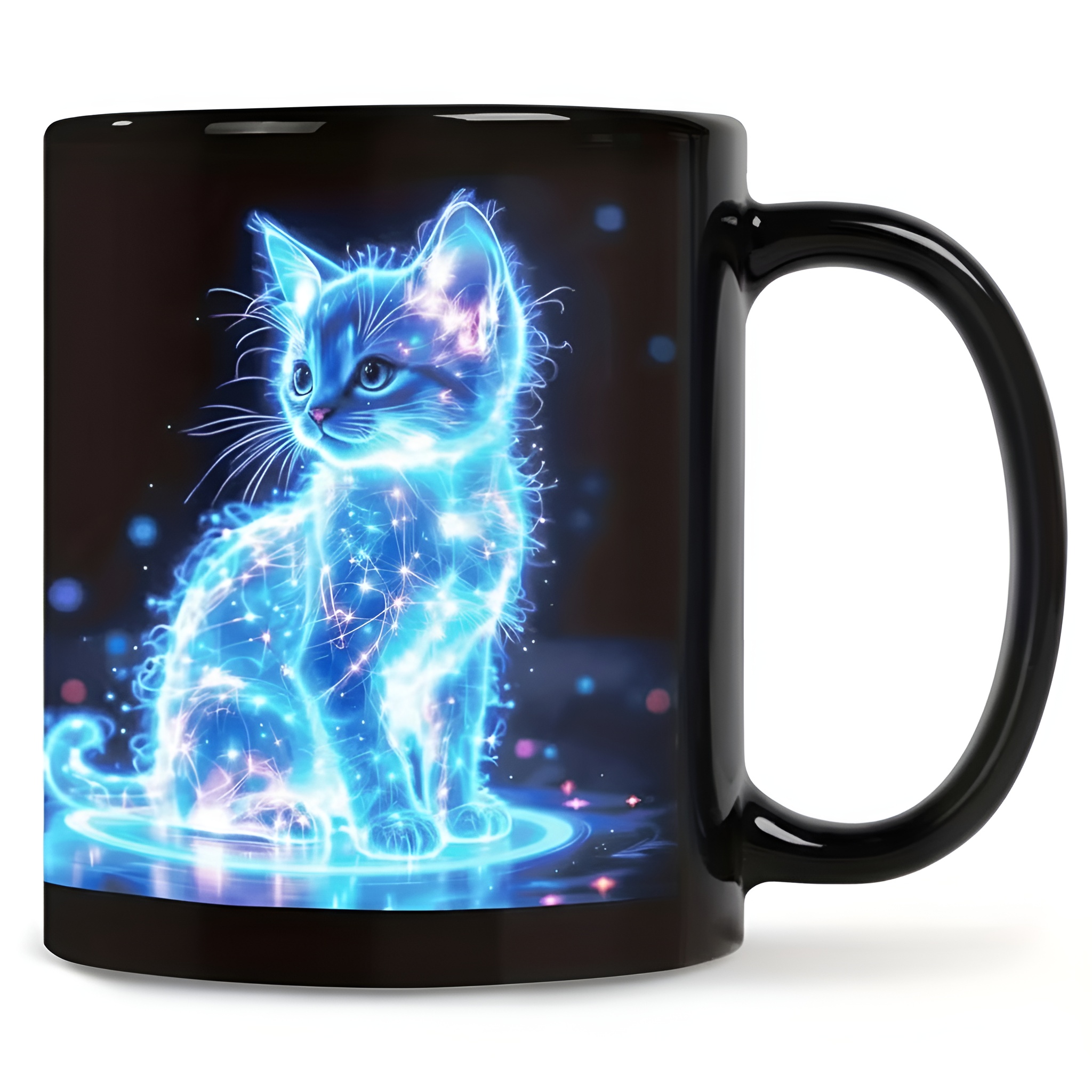 Glowing Neon Cat Coffee Mug 