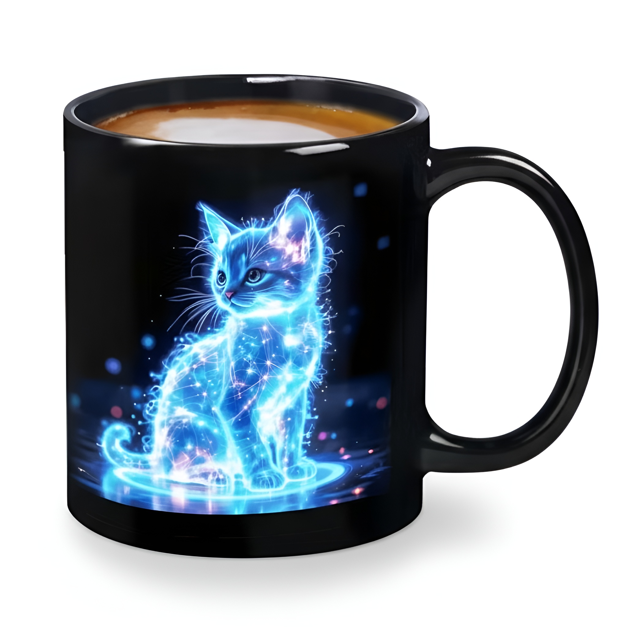 Glowing Neon Cat Coffee Mug 