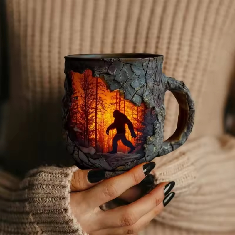 Halloween Gorilla Bigfoot Forest Fire Mug