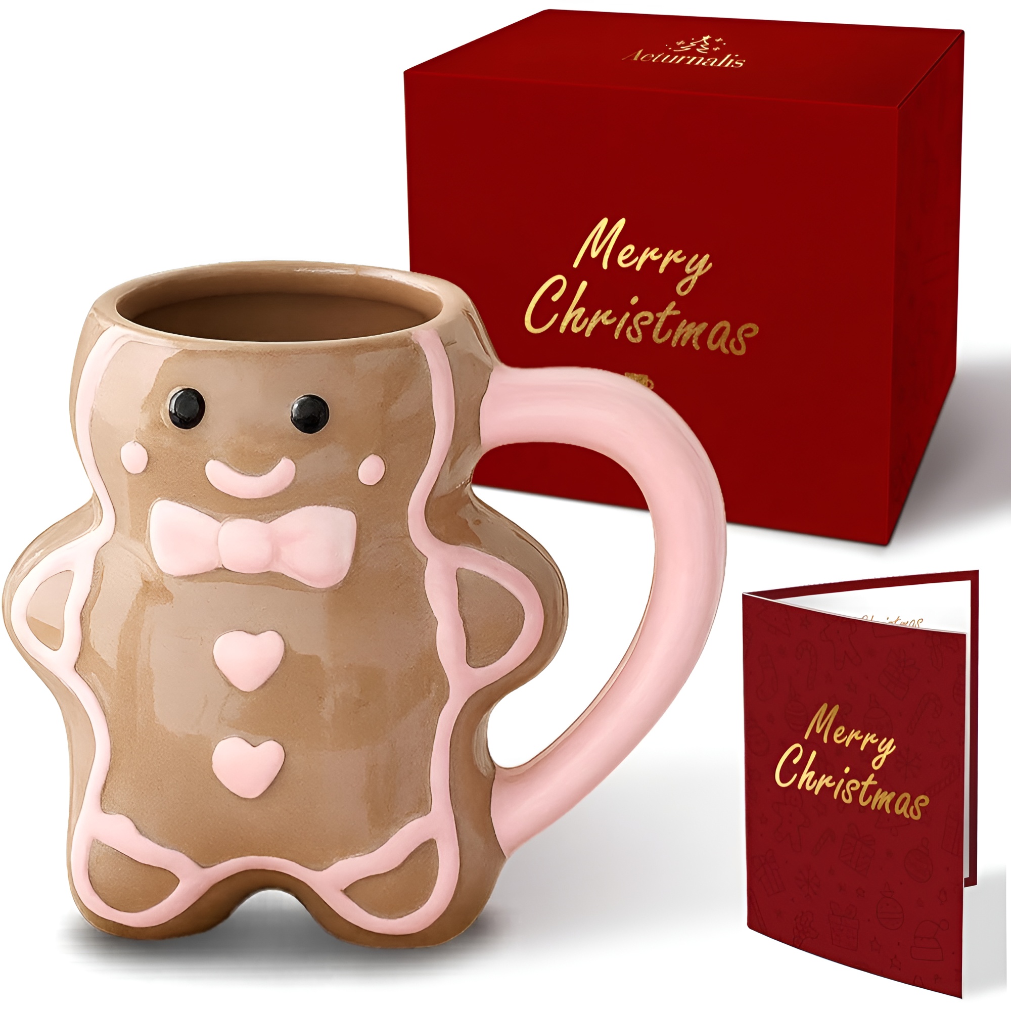 Holiday Card And Gift Box Included Gingerbread Design Mug