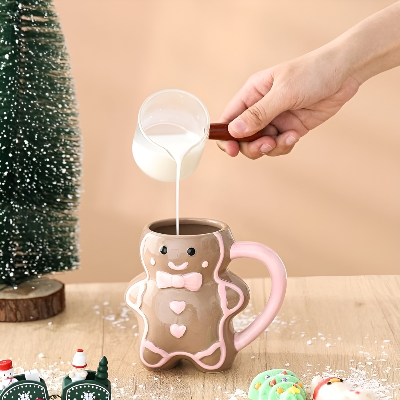 Holiday Card And Gift Box Included Gingerbread Design Mug