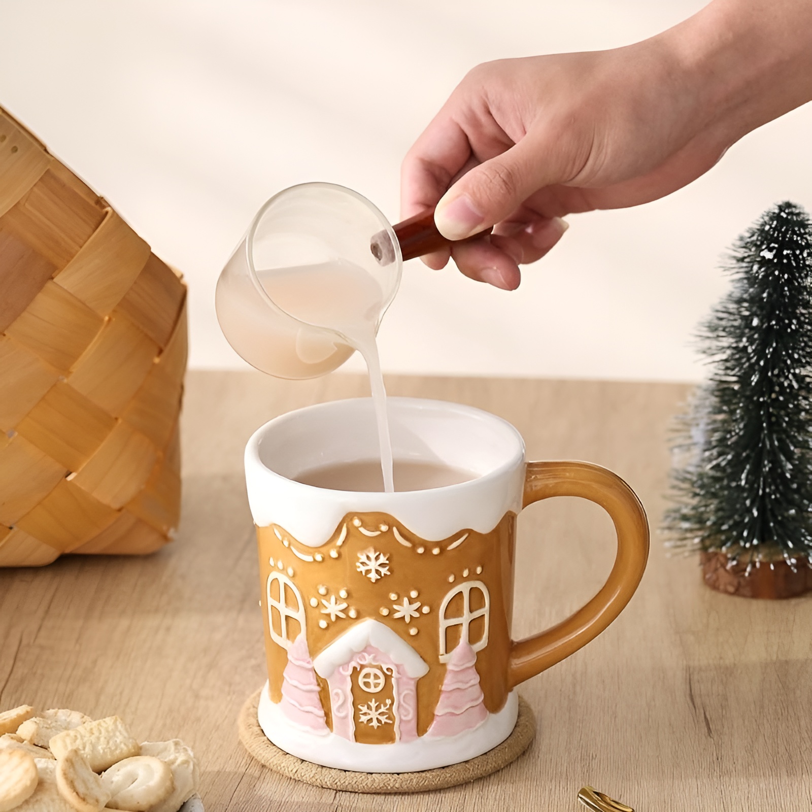 Holiday Card And Gift Box Included Gingerbread Design Mug