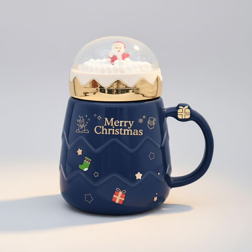 Holiday Ceramic Mug With Snow Globe