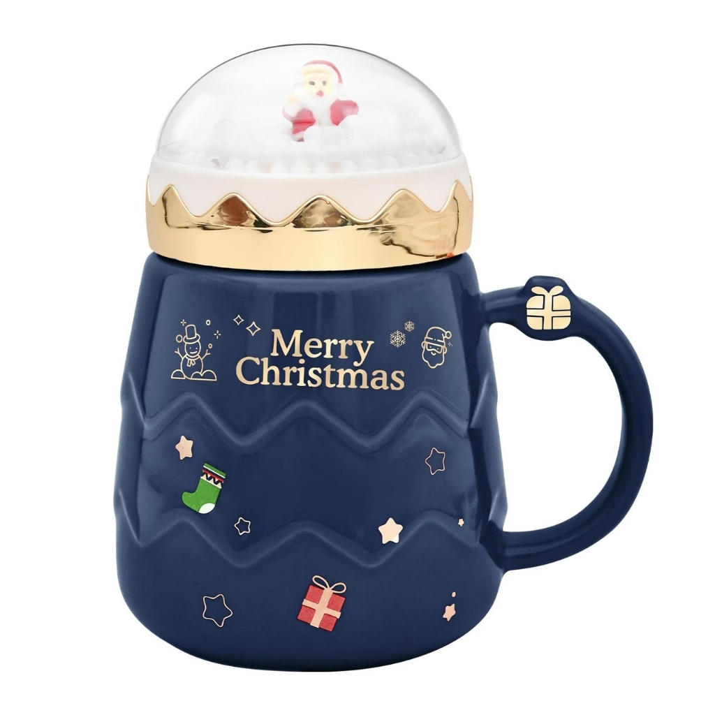 Holiday Ceramic Mug With Snow Globe