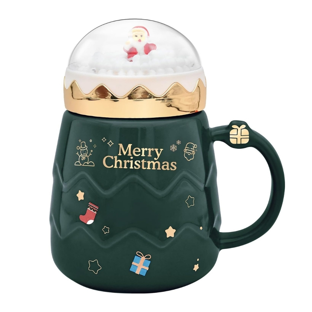 Holiday Ceramic Mug With Snow Globe