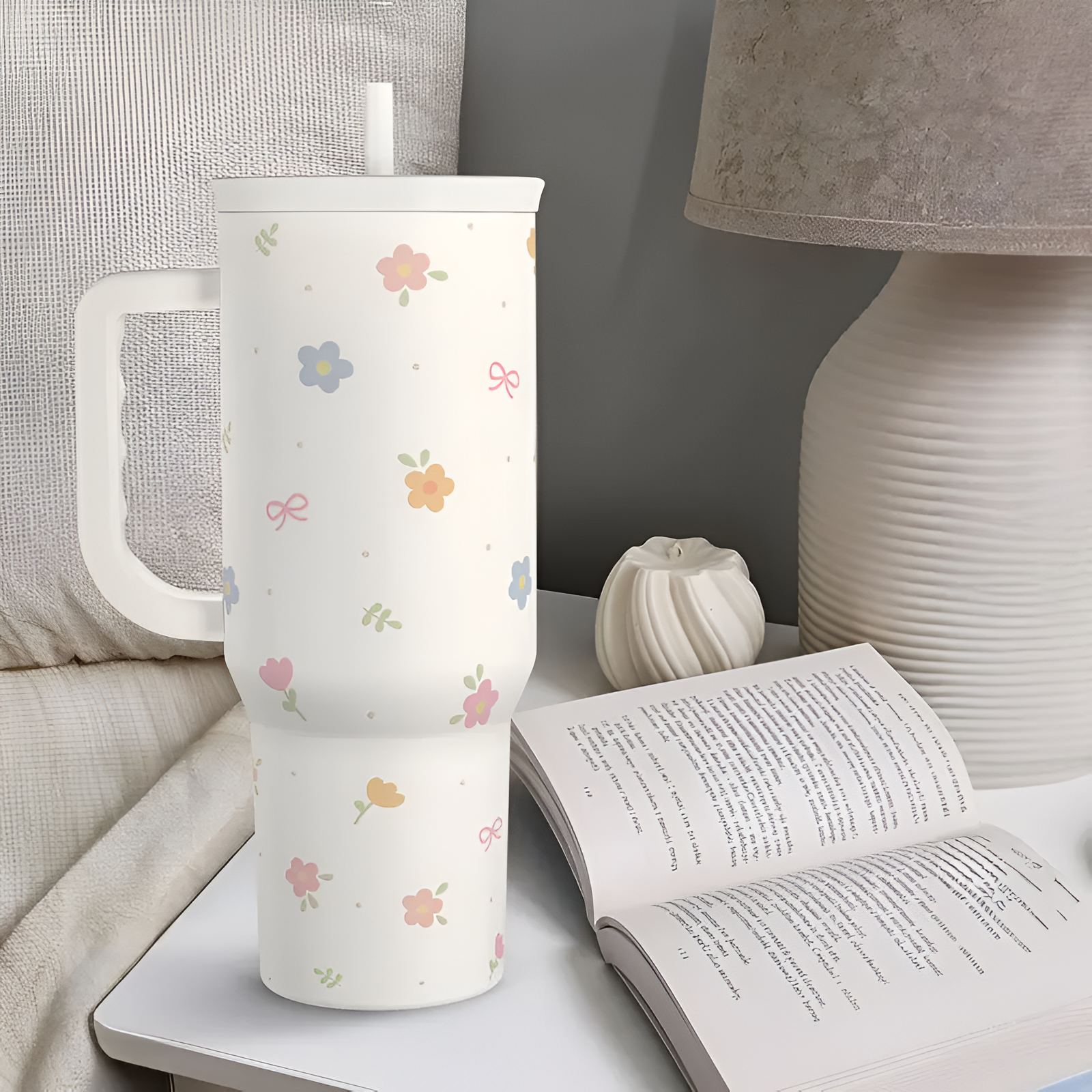  Tumbler with Handle & Straw, Easy-Clean, Cup Holder Friendly Base, Suitable for Outdoor Travel 