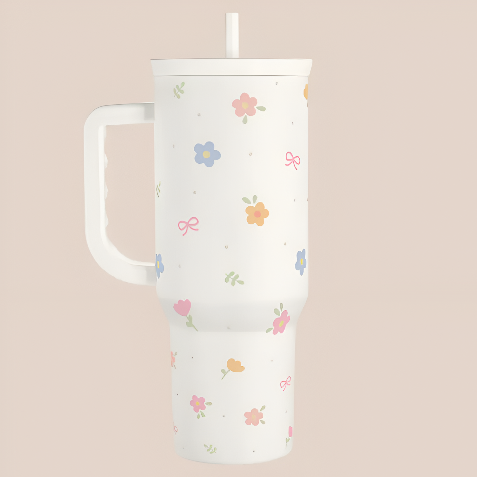  Tumbler with Handle & Straw, Easy-Clean, Cup Holder Friendly Base, Suitable for Outdoor Travel 