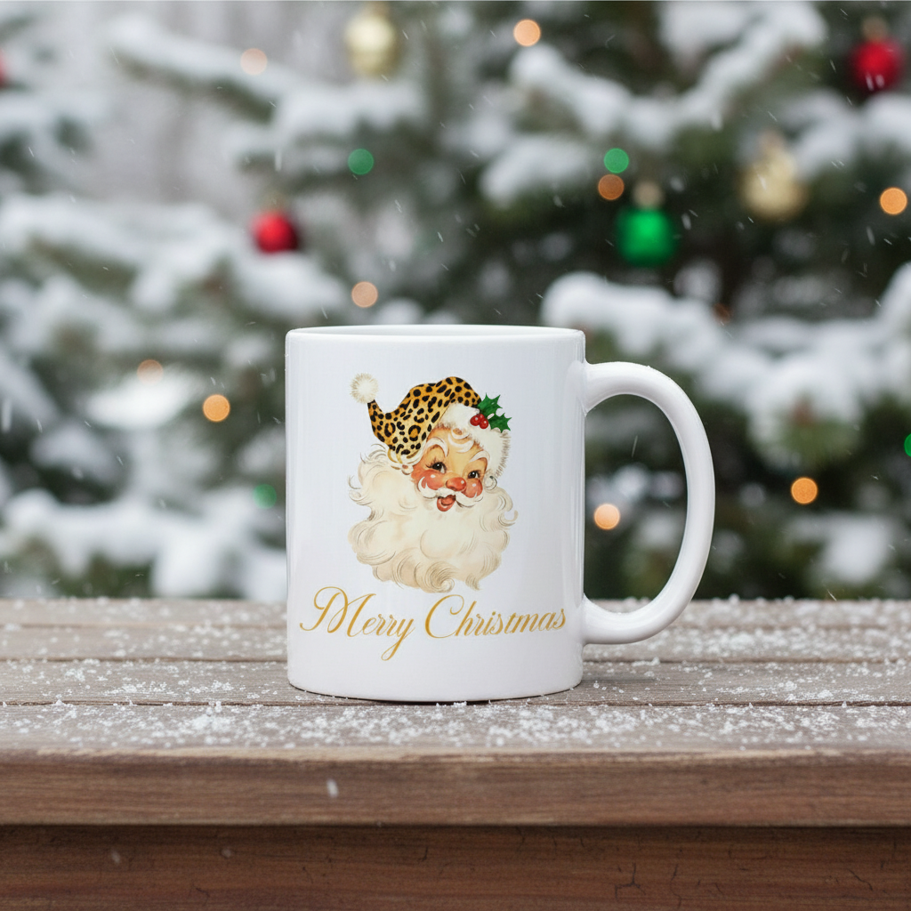Leopard Santa Christmas Mug