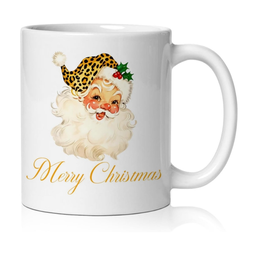 Leopard Santa Christmas Mug