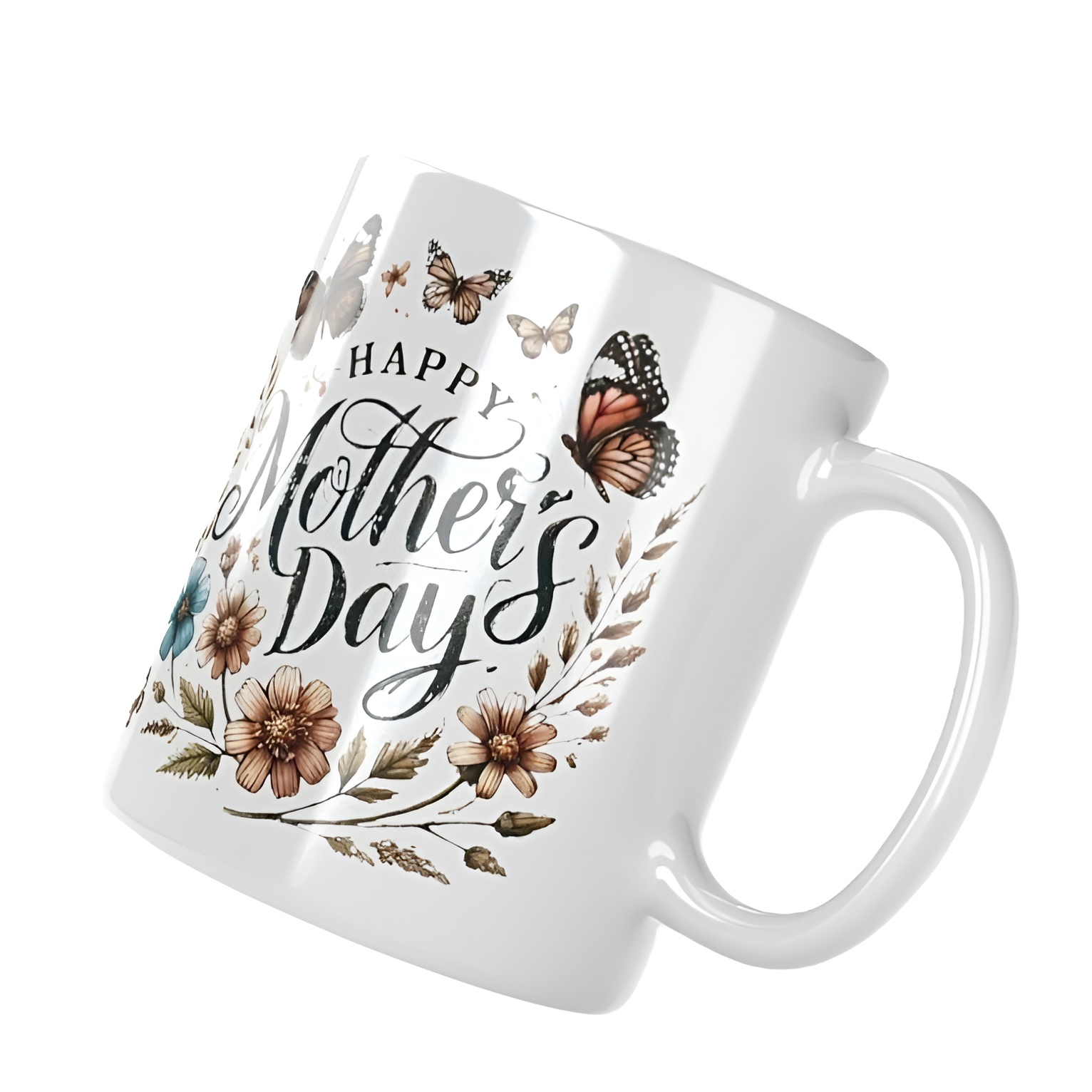 Mothers Day Butterfly Floral Print Ceramic Mug