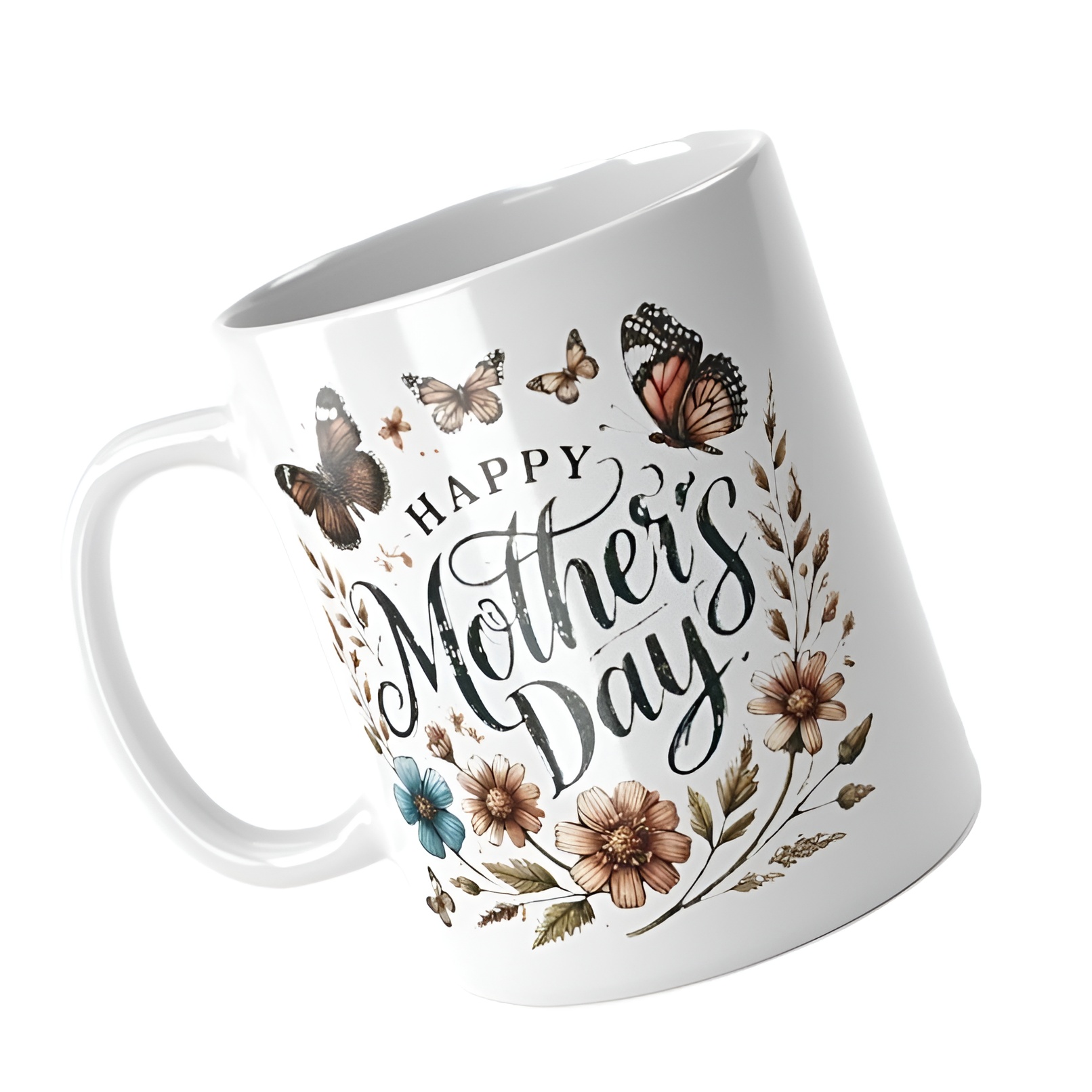 Mothers Day Butterfly Floral Print Ceramic Mug