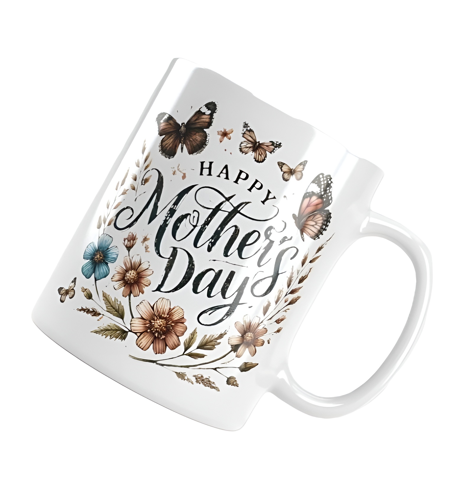 Mothers Day Butterfly Floral Print Ceramic Mug