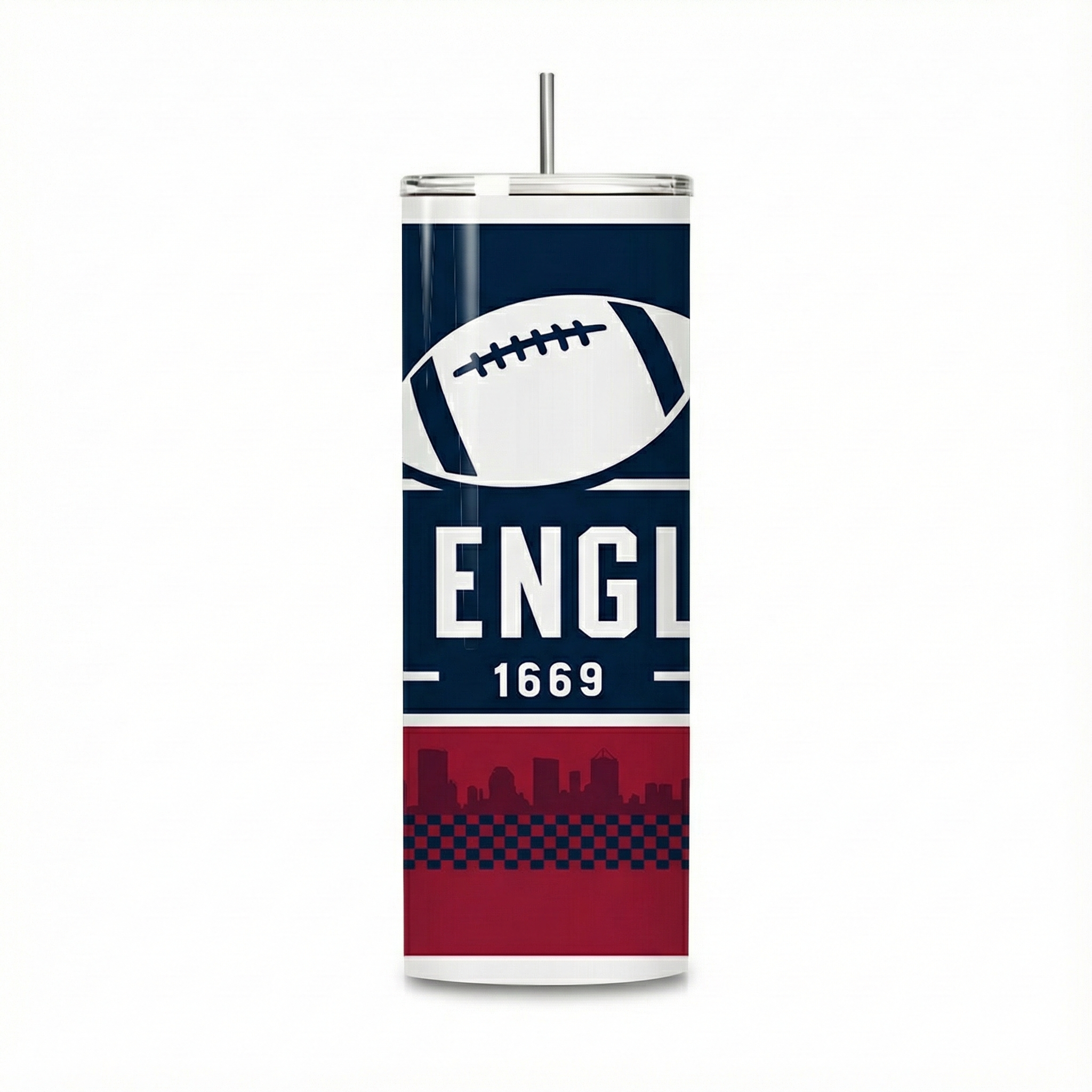 New England Patriots Football Themed 20oz Tumbler With Lid And Straw
