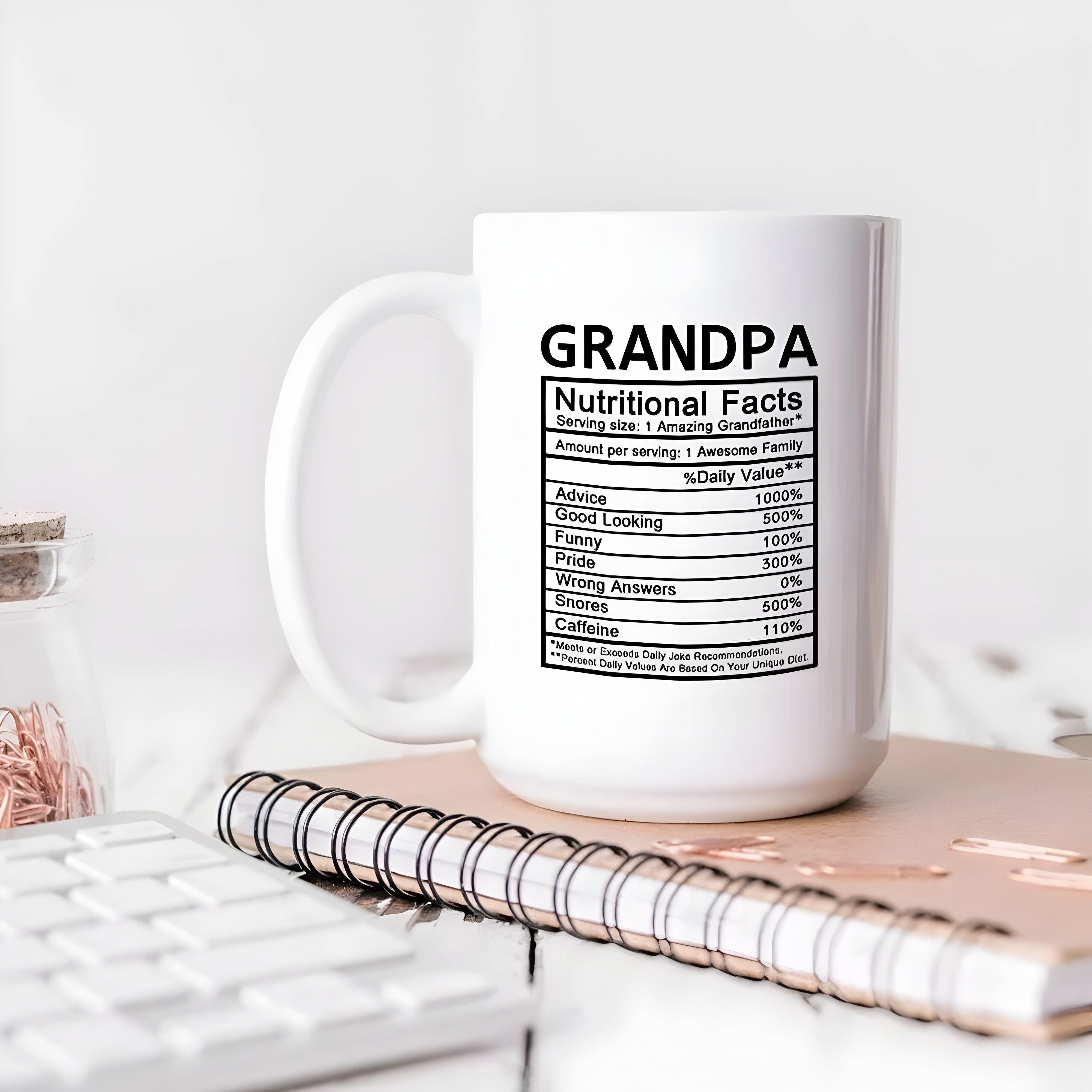 Grandpa Nutritional Facts Label Coffee Mug 15 Oz