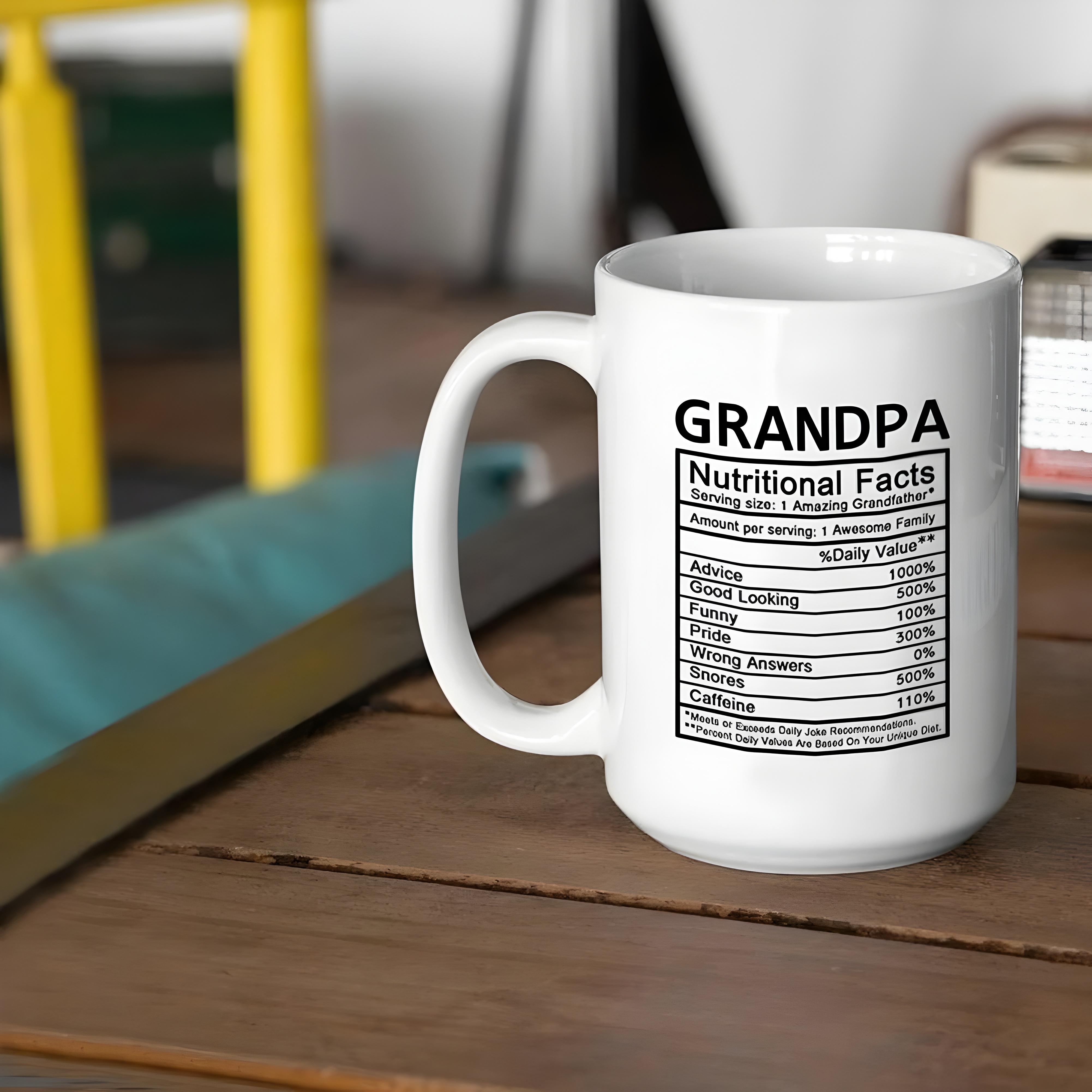 Grandpa Nutritional Facts Label Coffee Mug 15 Oz