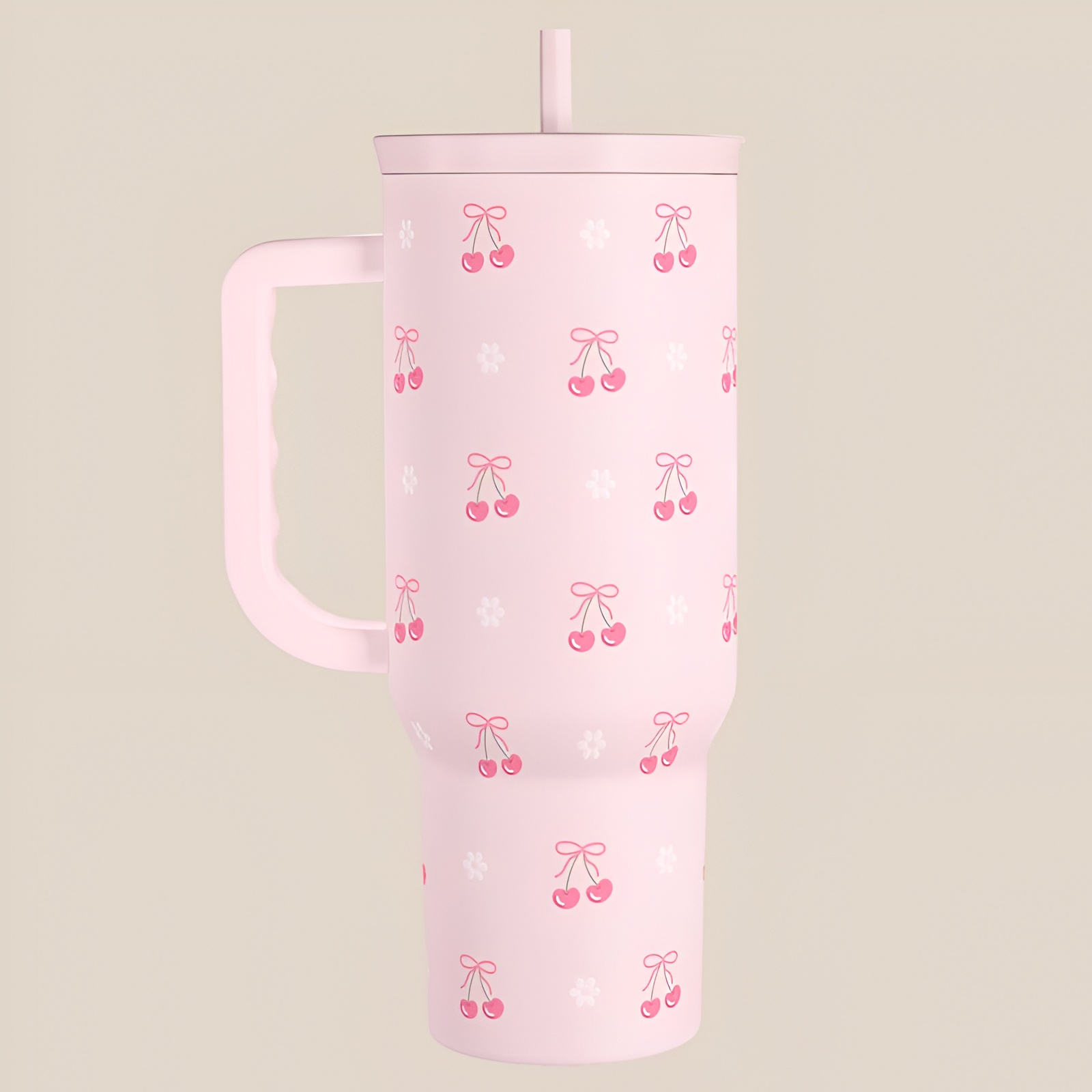  Tumbler with Handle & Straw, Easy-Clean, Cup Holder Friendly Base, Suitable for Outdoor Travel 