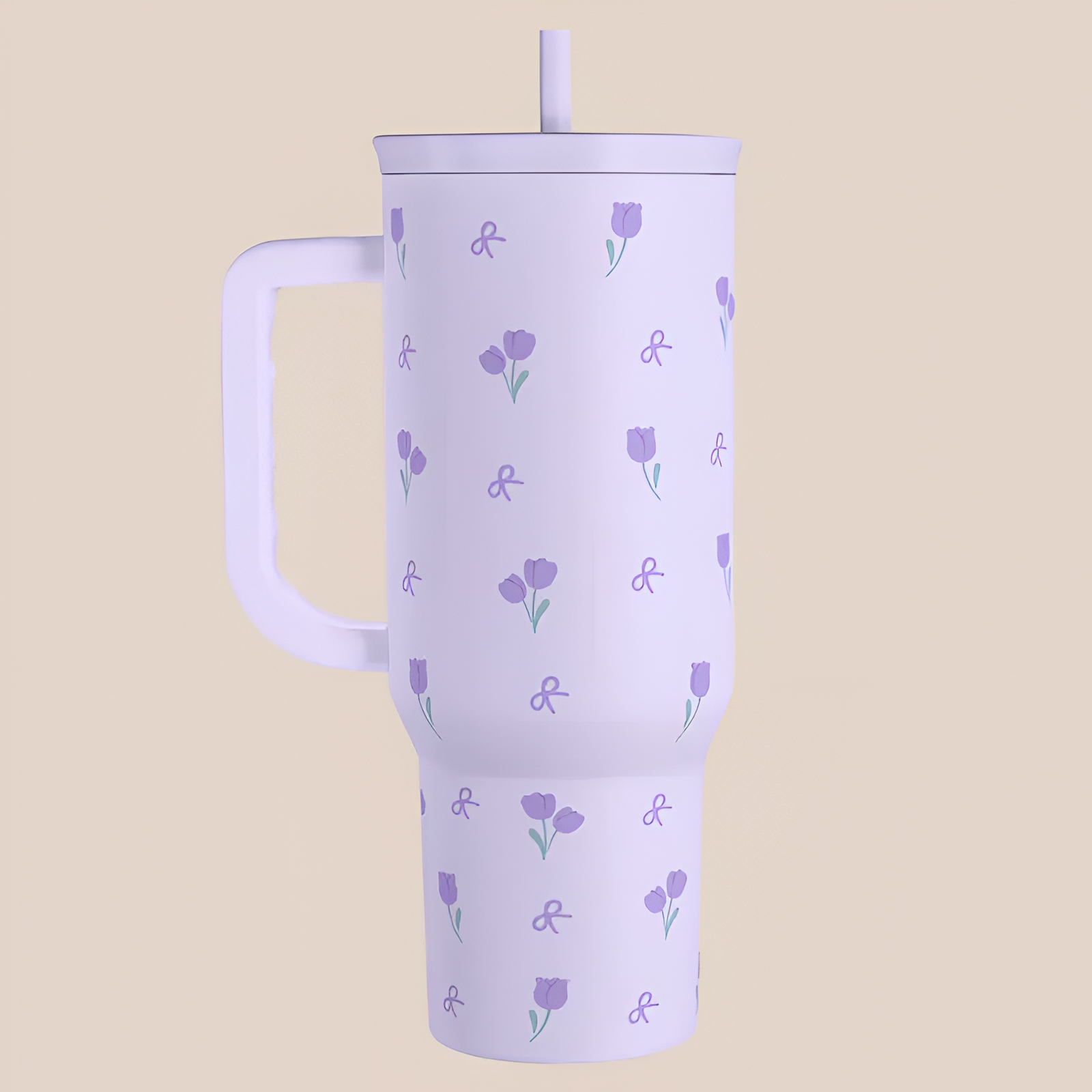  Tumbler with Handle & Straw, Easy-Clean, Cup Holder Friendly Base, Suitable for Outdoor Travel 