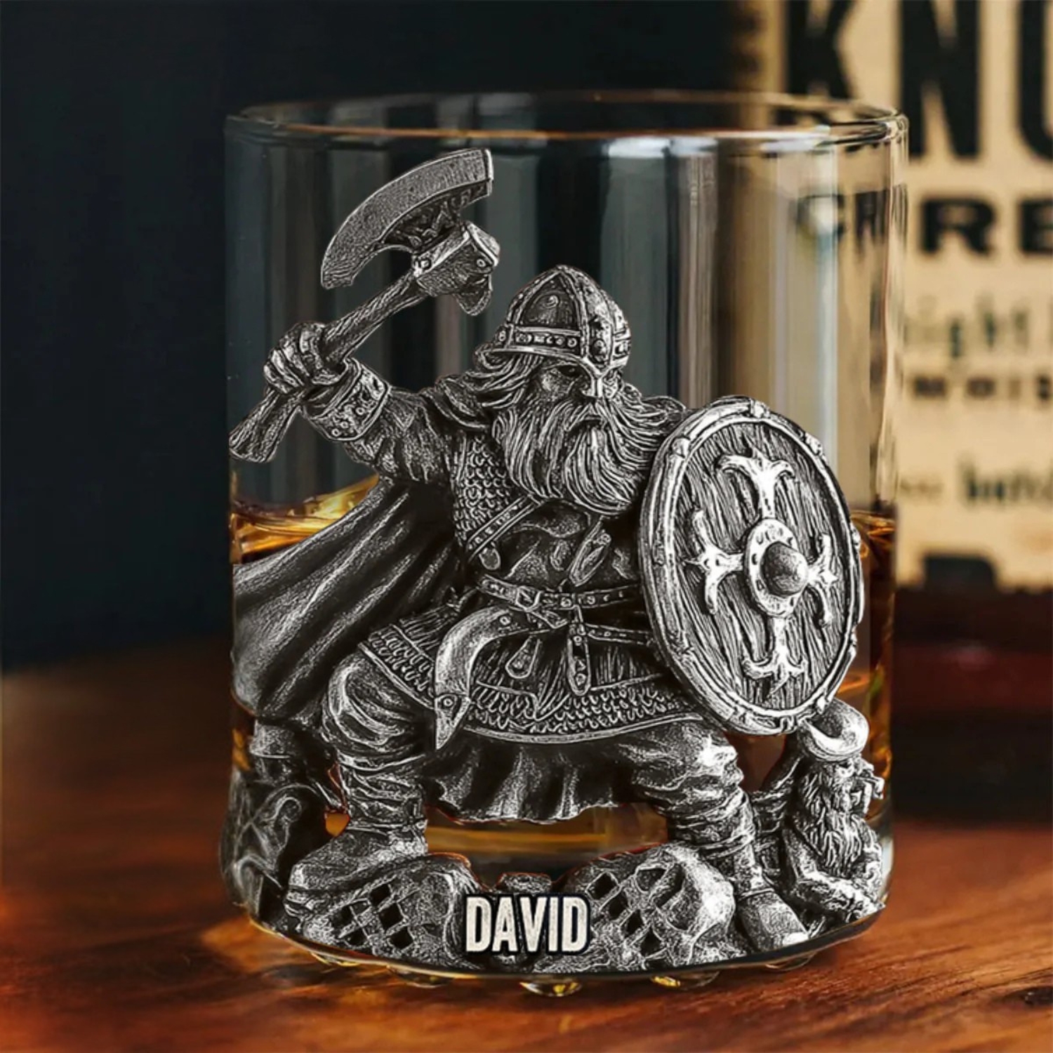 Personalized Viking Ship Engraved Whiskey Glass