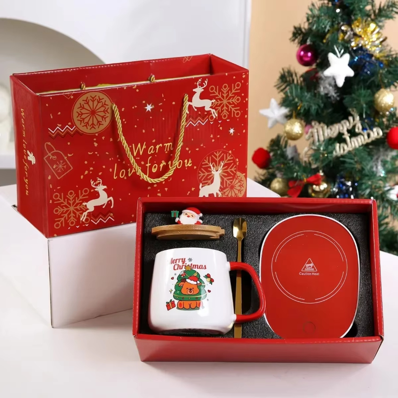 Ceramic Christmas Mug Set With Lid And Spoon