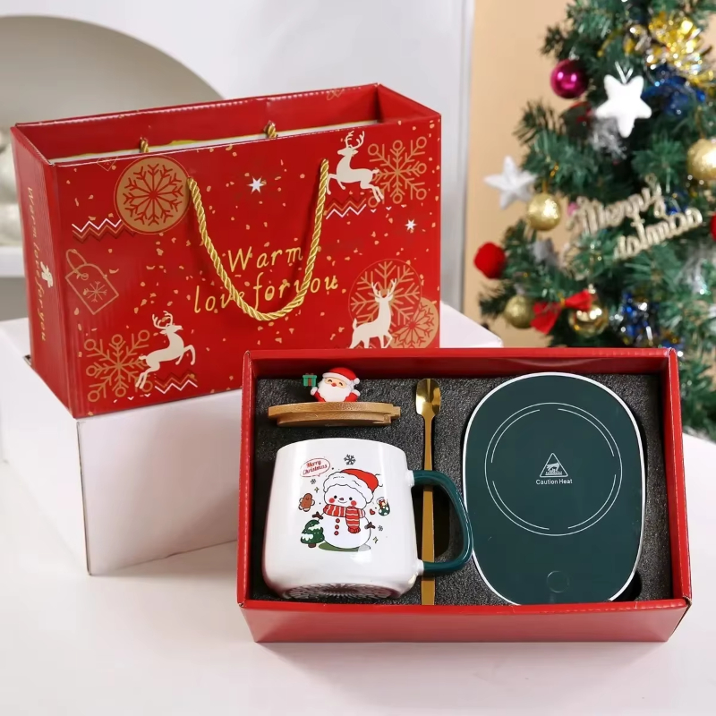 Ceramic Christmas Mug Set With Lid And Spoon