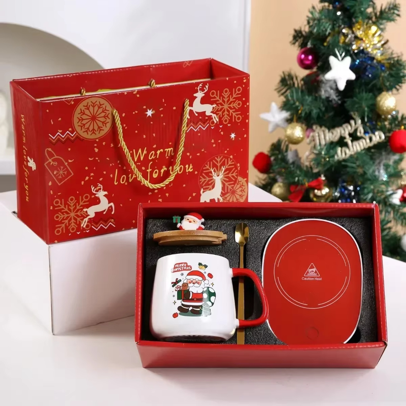 Ceramic Christmas Mug Set With Lid And Spoon