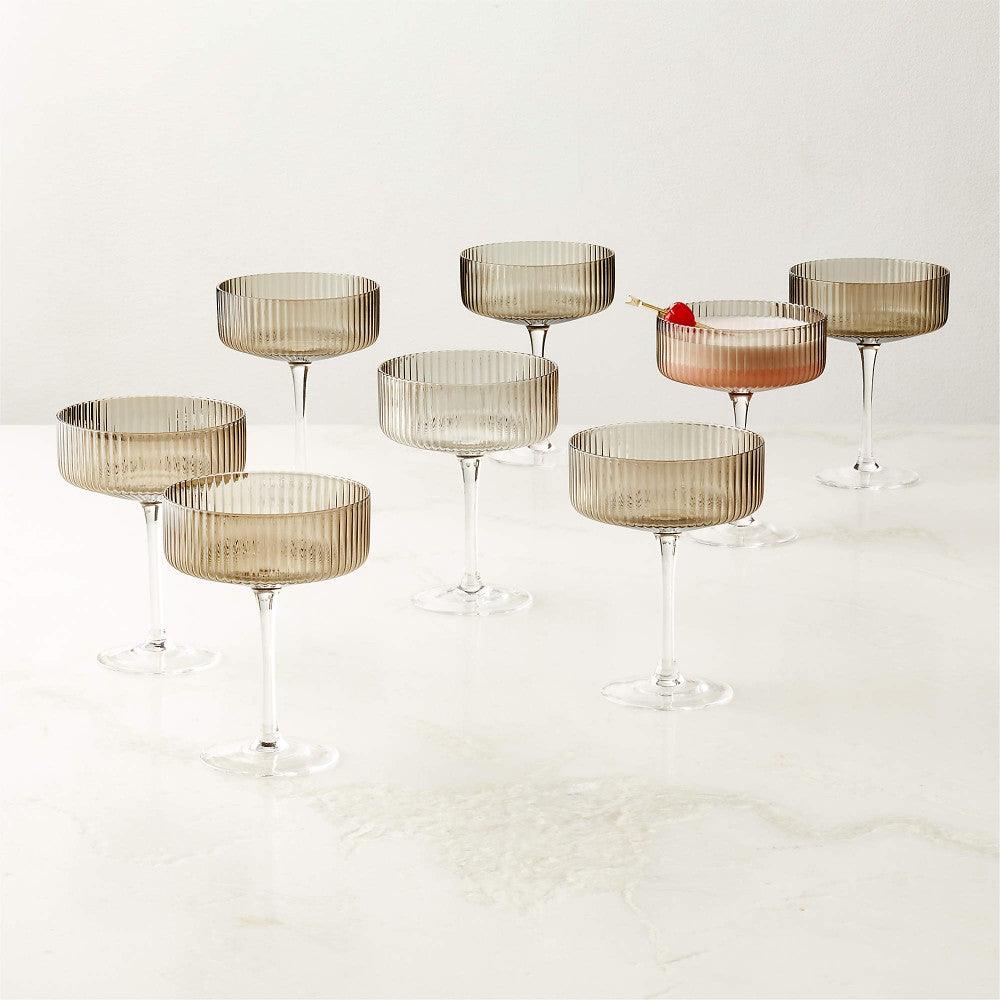Textured Cocktail Glasses Set - Coupe Design with Optic Texture-Mineral Mug