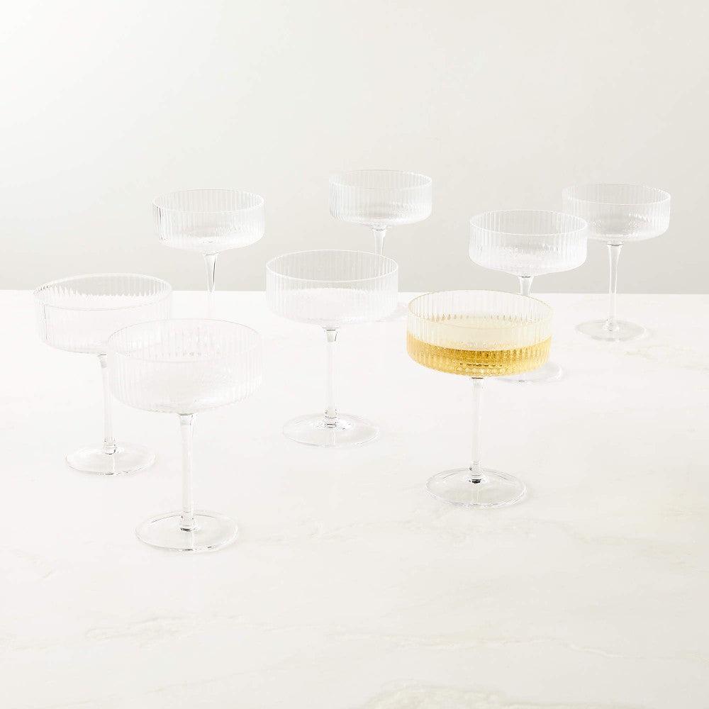 Textured Cocktail Glasses Set - Coupe Design with Optic Texture-Mineral Mug