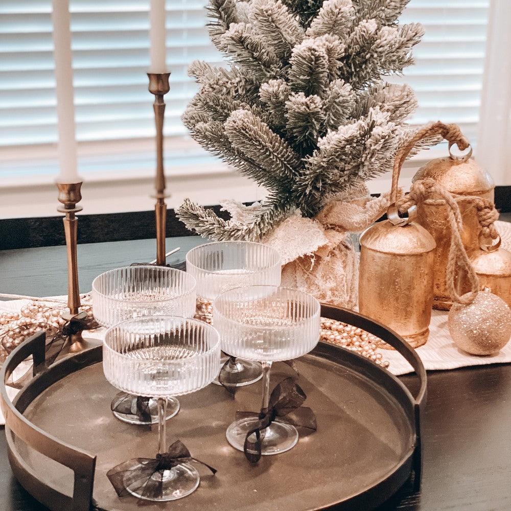 Textured Cocktail Glasses Set - Coupe Design with Optic Texture-Mineral Mug